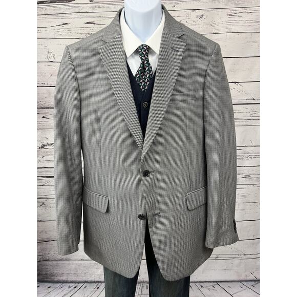 Tommy Hilfiger 2 Button Blazer Men’s 44L Jacket Sport Coat Blue Check Polyester - Picture 3 of 12